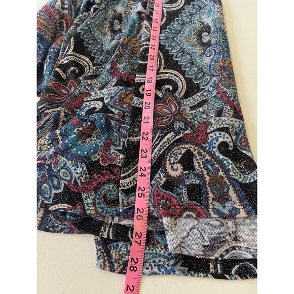 Vtg BonWorth Womens Shimmery Paisley Tunic Top Size XL Dark Fairy Indie NYE Glam - Picture 6 of 13